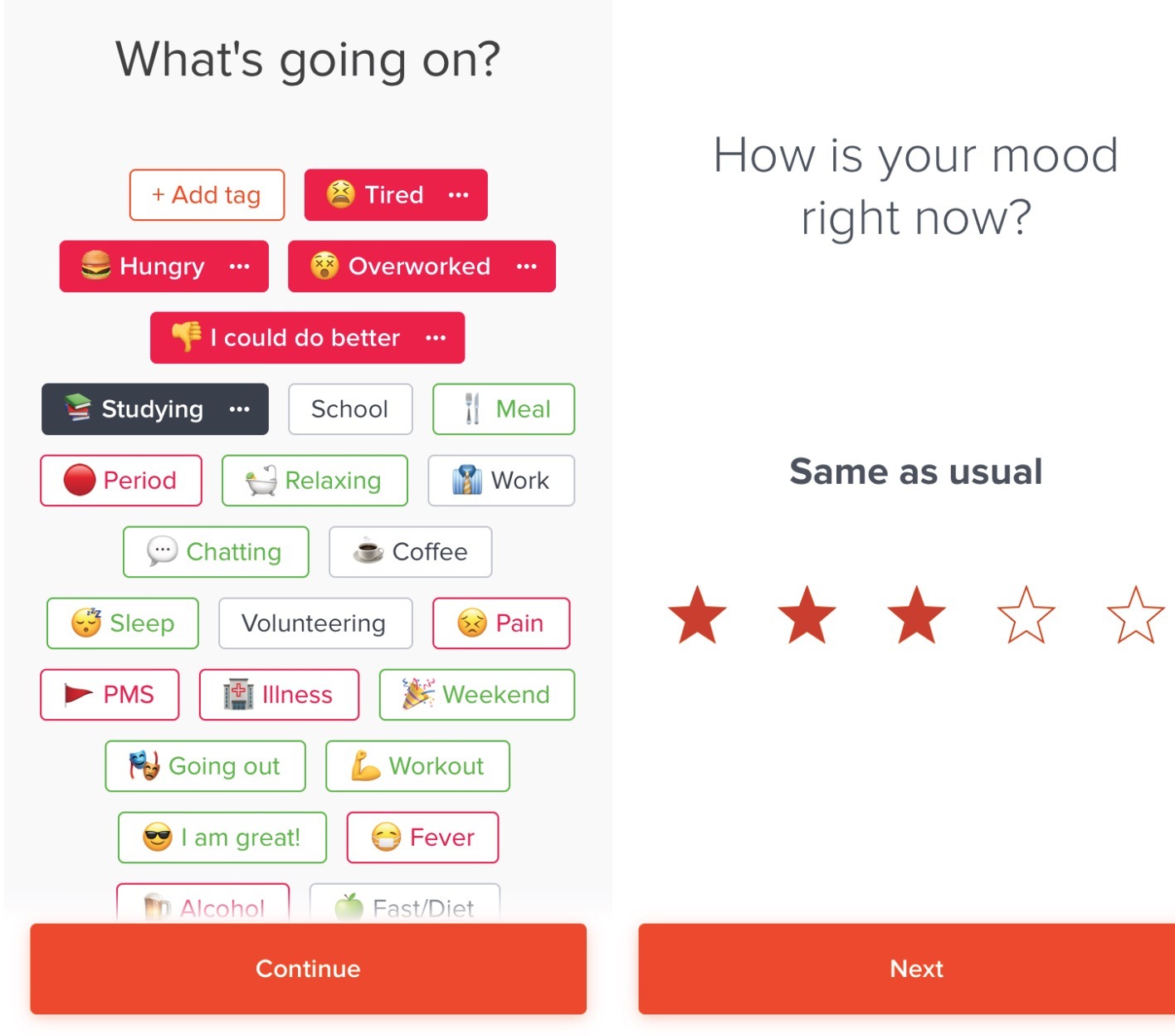 Welltory app factor tracking